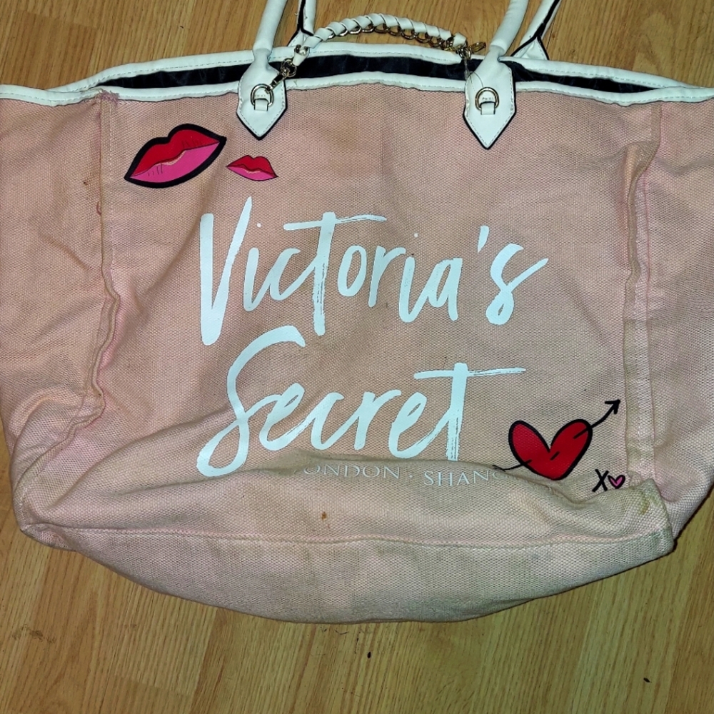 Vintage Victoria Secret large pink  tote bag.